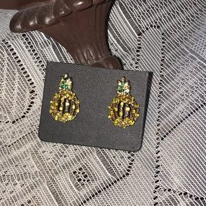 NEW PIERCED PINEAPPLE CRYSTAL EARRINGS- FROM SAKS